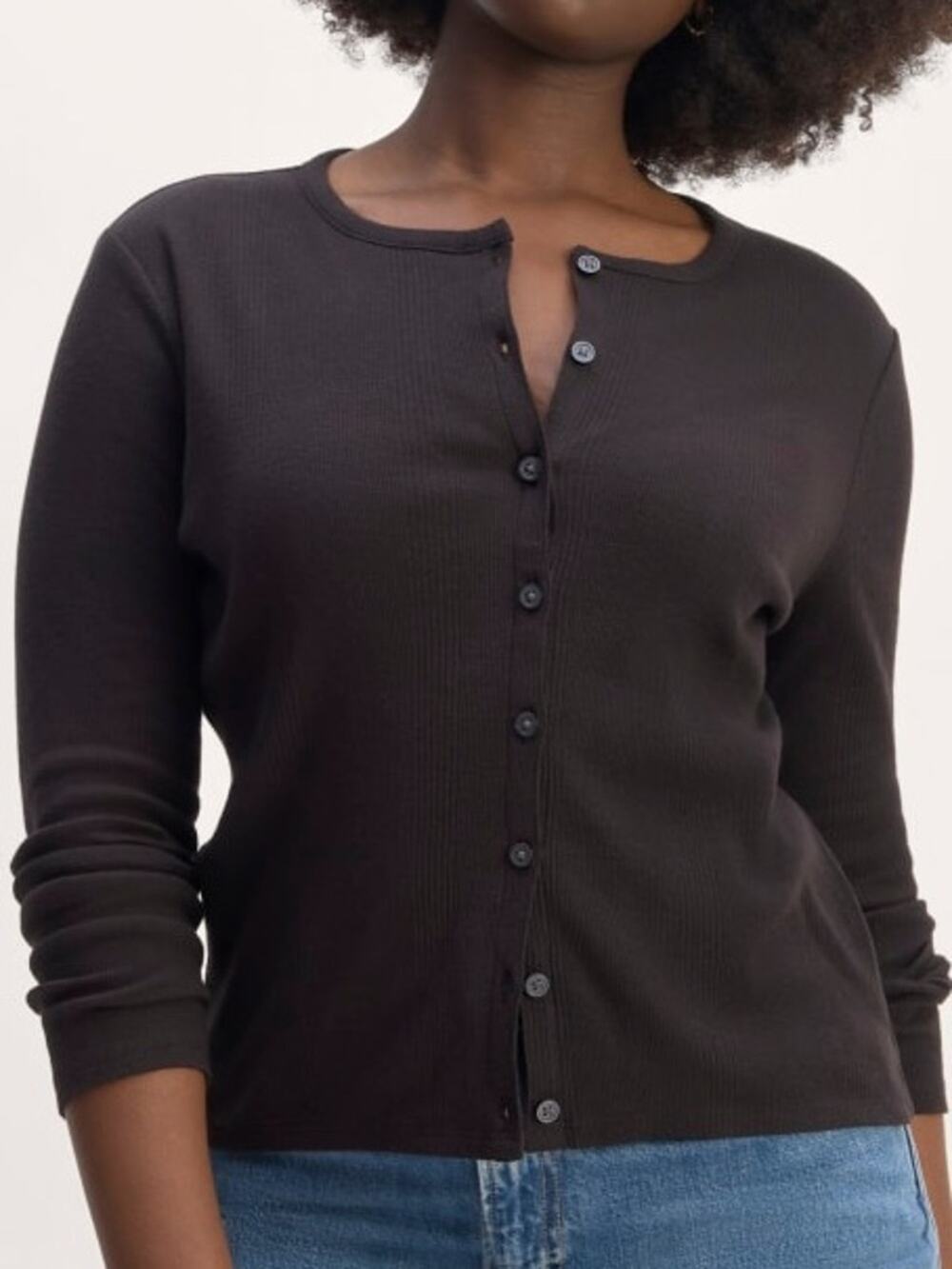 Everlane Vintage Rib Cotton Cardigan in black Size XS NWOT